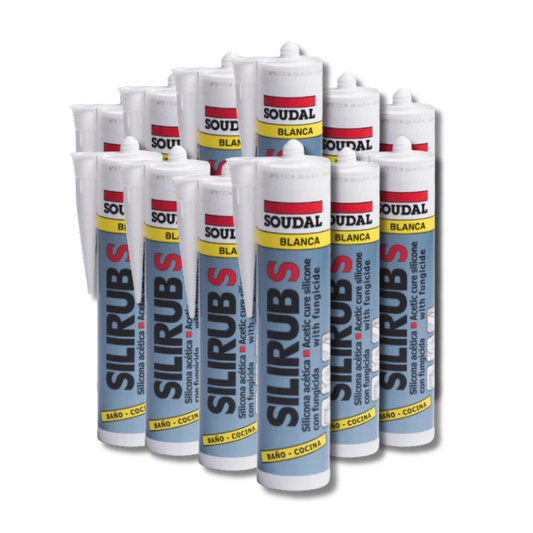 PACK X 12 UND. SOUDAL SILICONA ACETICA BLANCA C/FUNGICIDA