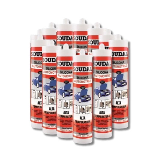 PACK SOUDAL 12UN SILICONA ALTA TEMP. ROJA 280 ML