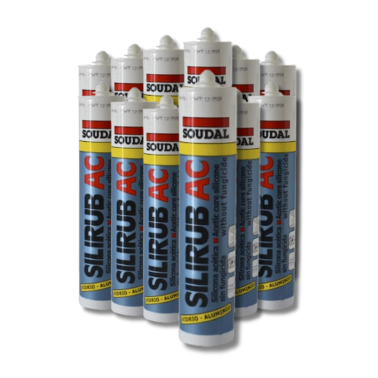 PACK X 12 UND. SOUDAL SILICONA ACETICA TRANSPARENTE C/FUNGICIDA