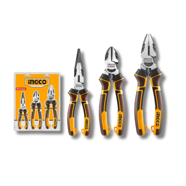 ALICATE INGCO INDUSTRIAL ALTO TORQUE JUEGO 3 PIEZAS HKHLPS2831