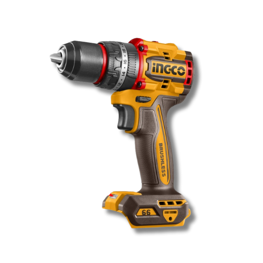 TALADRO ATORNILLADOR PERCUTOR INALÁMBRICO INGCO 20V CIDLI206681 BRUSHLESS 66NM SIN BATERÍA