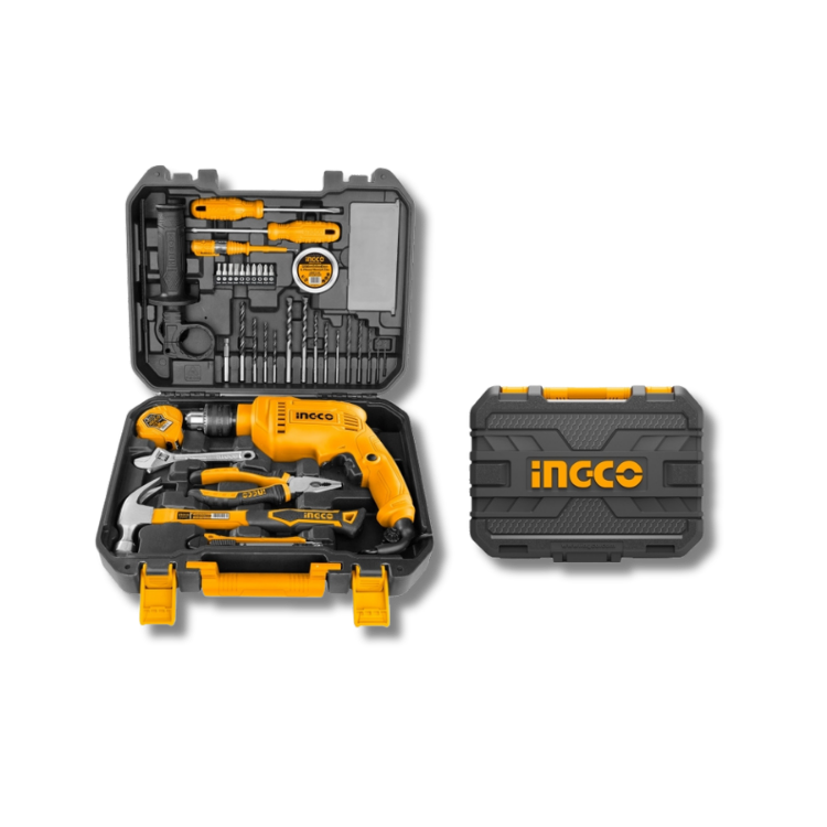 MALETA DE HERRAMIENTAS INGCO CON TALADRO 680W 115 PIEZAS HKTHP11151
